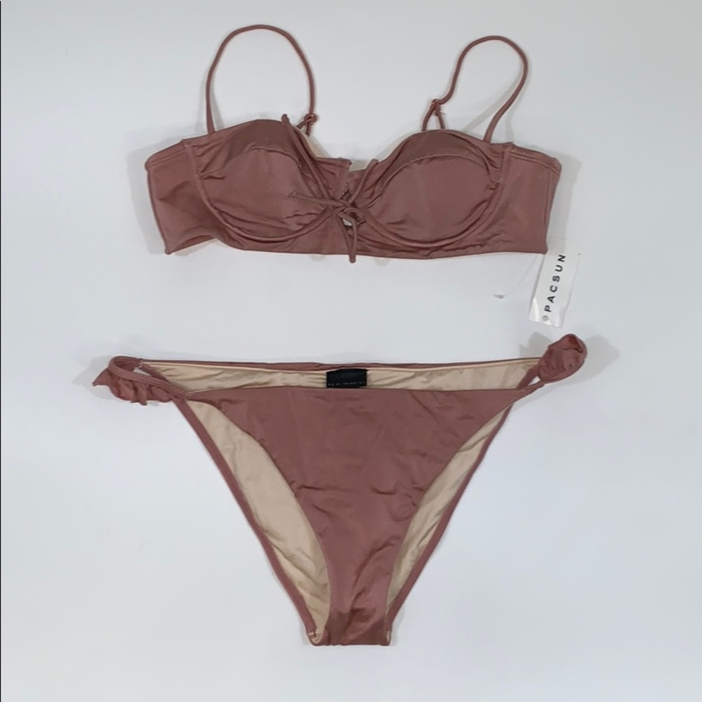 La hearts taupe rose scrunch bikini set 11